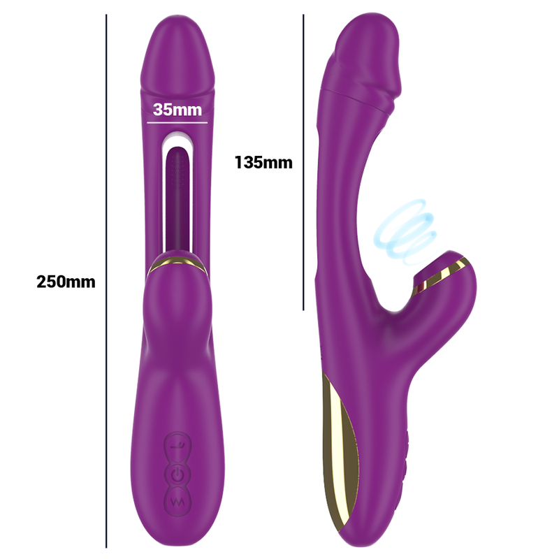 INTENSE ATENEO VIBRADOR MULTIFUNCION RECARGABLE 7 VIBRACIONES CON LENGUA OSCILANTE Y SUCCIONADOR MORADO