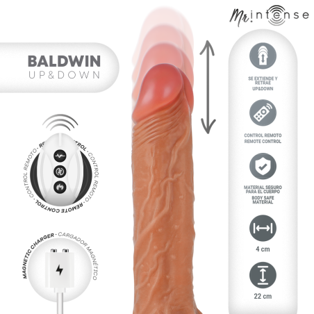 MR INTENSE BALDWIN REALISTICO MULTIFUNCION CON VIBRACION UP AND DOWN CONTROL REMOTO 22 CM O 4 CM