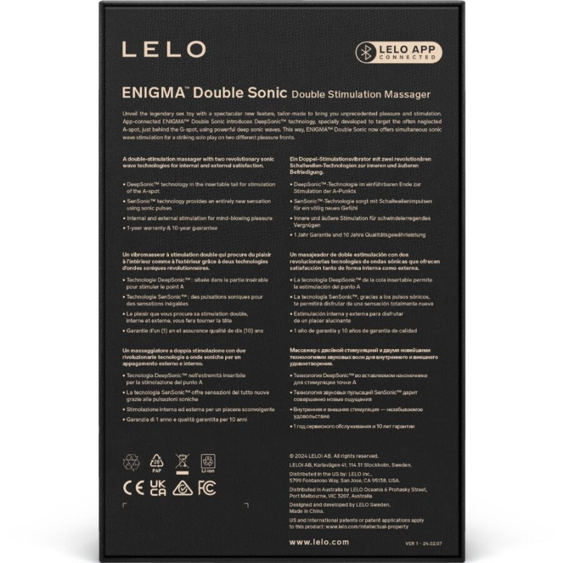 LELO ENIGMA DOUBLE SONIC VIBRADOR PUNTO G NEGRO
