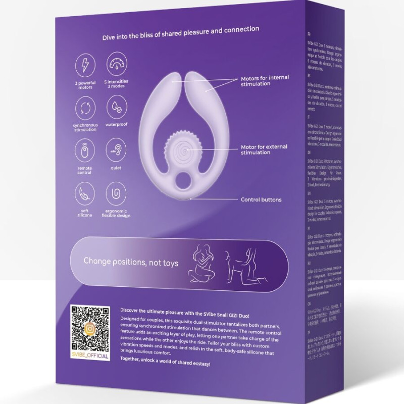 SNAIL VIBE GIZI DUO ESTIMULADOR DE PAREJAS CONTROL REMOTO LILA