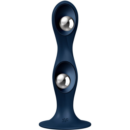 SATISFYER DOUBLE BALL R DILDO SILICONA AZUL