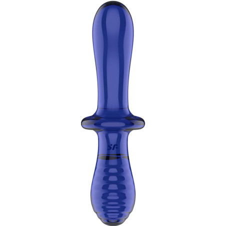 SATISFYER DOUBLE CRYSTAL DILDO AZUL