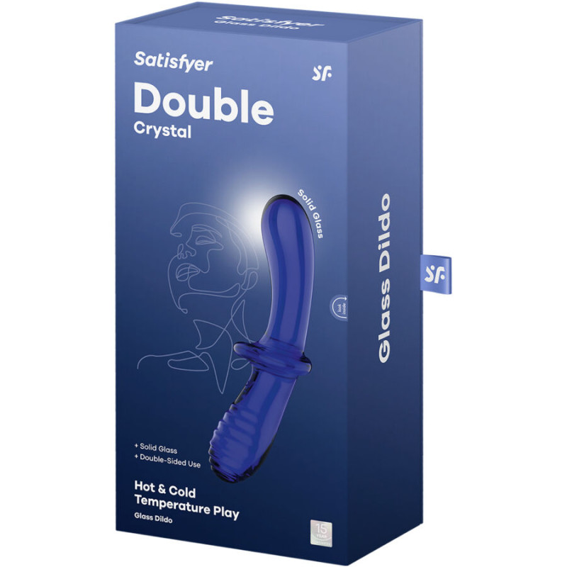 SATISFYER DOUBLE CRYSTAL DILDO AZUL