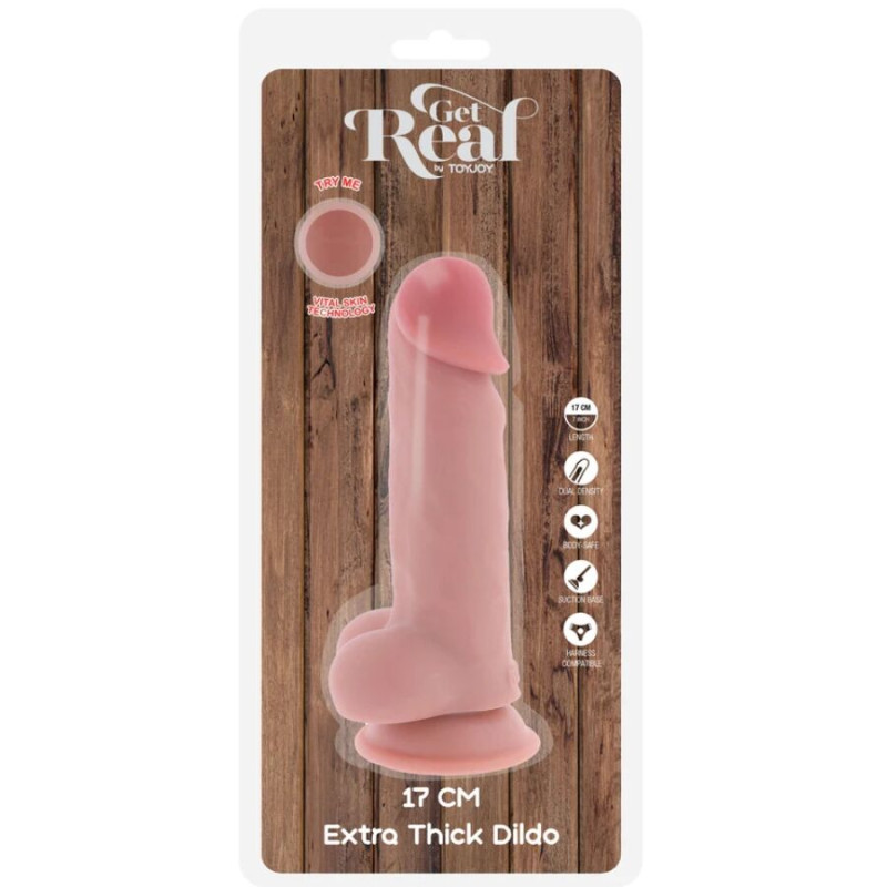 GET REAL PENE REALISTICO DELUXE CON TESTICULOS EXTRA GRUESO 17 CM
