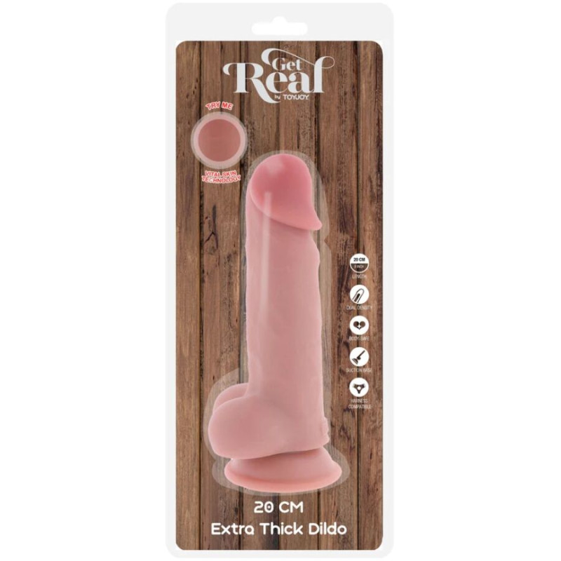 GET REAL PENE REALISTICO DELUXE CON TESTICULOS EXTRA GRUESO 20 CM