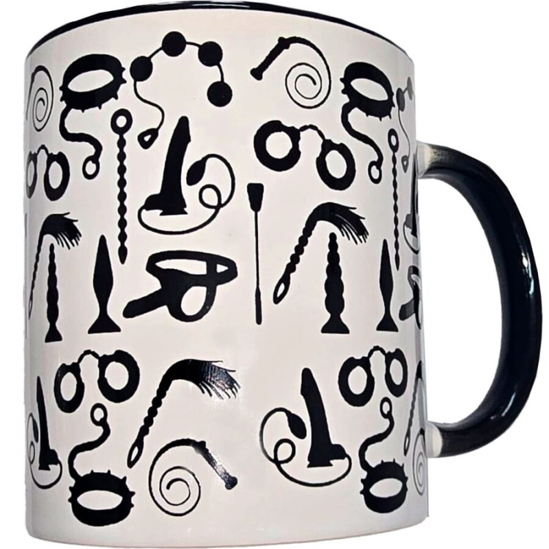 DIABLO PICANTE TAZA BLANCA BONDAGE ASA NEGRA 370 ML