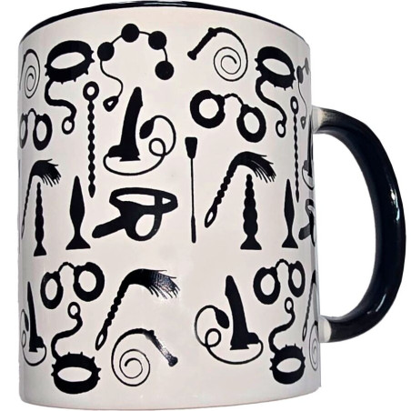 DIABLO PICANTE TAZA BLANCA BONDAGE ASA NEGRA 370 ML