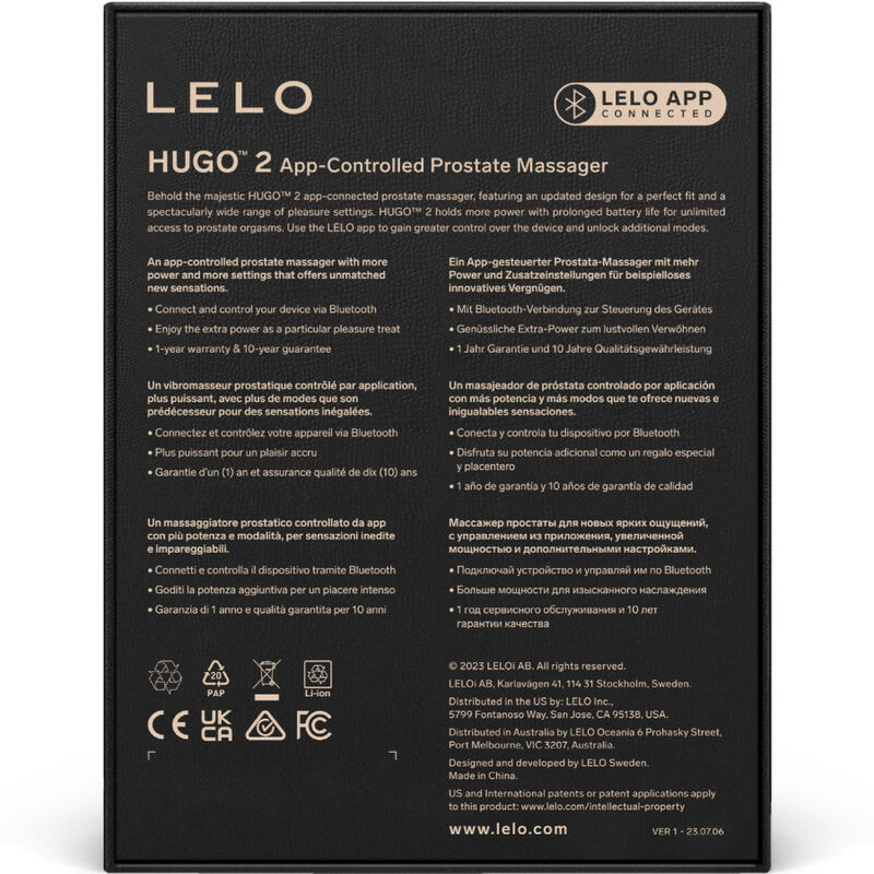 LELO HUGO 2 MASAJEADOR DE PROSTATA NEGRO
