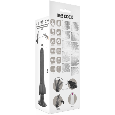 BASECOCK VIBRADOR REALISTICO CONTROL REMOTO NEGRO 19 CM O 4 CM