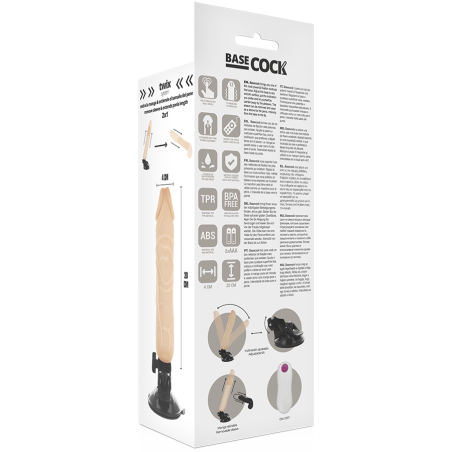 BASECOCK VIBRADOR REALISTICO CONTROL REMOTO NATURAL 20 CM O 4 CM