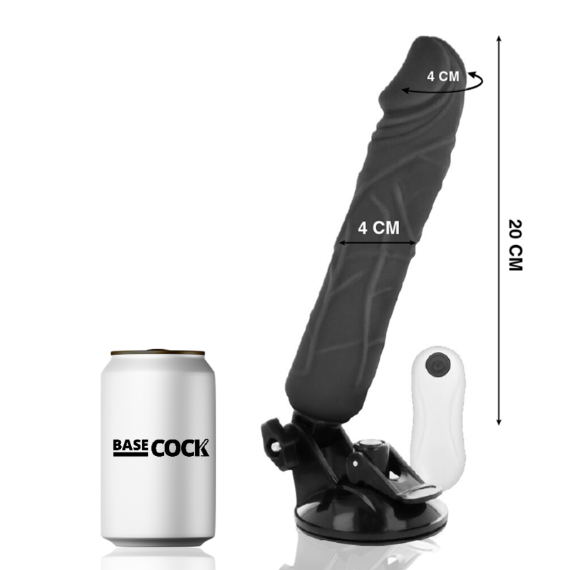 BASECOCK VIBRADOR REALISTICO CONTROL REMOTO NEGRO 20 CM O 4 CM