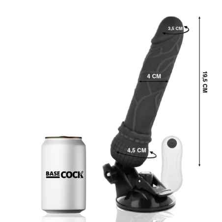 BASECOCK VIBRADOR REALISTICO CONTROL REMOTO NEGRO 195 CM O 4 CM