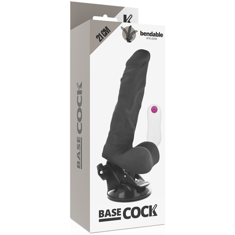 BASECOCK VIBRADOR REALISTICO ARTICULABLE CONTROL REMOTO NEGRO 21 CM O 5 CM