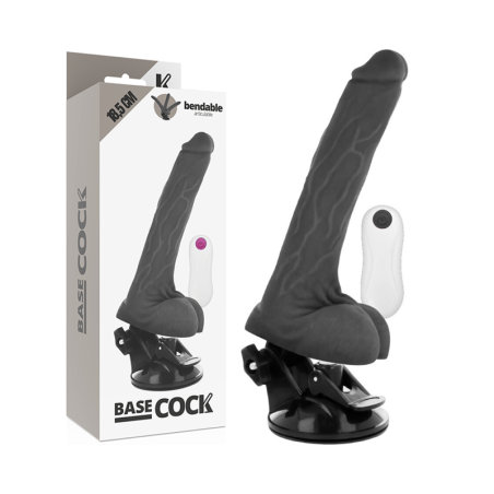 BASECOCK VIBRADOR REALISTICO ARTICULABLE CONTROL REMOTO NEGRO 185 CM O 4 CM