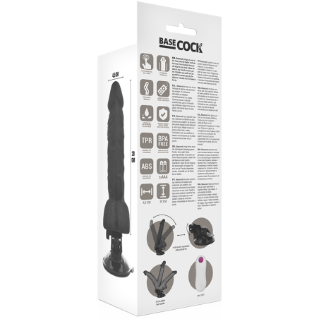 BASECOCK VIBRADOR REALISTICO ARTICULABLE CONTROL REMOTO NEGRO 20 CM O 45 CM