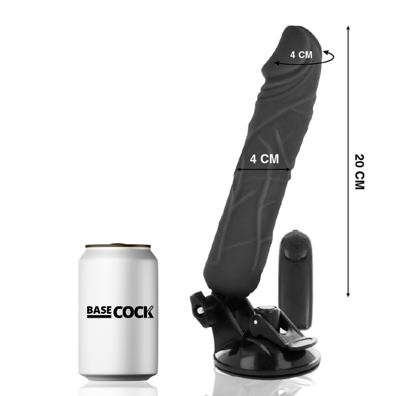 BASECOCK VIBRADOR REALISTICO CONTROL REMOTO NEGRO 20 CM O 4 CM