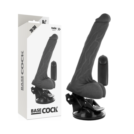 BASECOCK VIBRADOR REALISTICO CONTROL REMOTO NEGRO CON TESTICULOS 20 CM O 4 CM