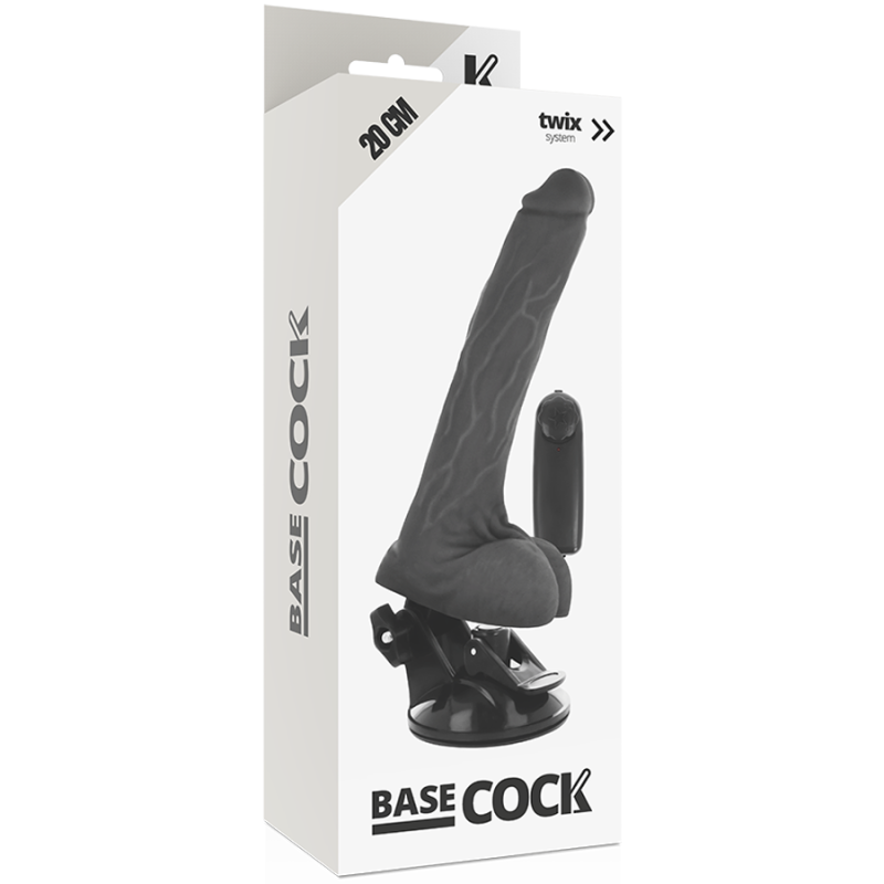 BASECOCK VIBRADOR REALISTICO CONTROL REMOTO NEGRO CON TESTICULOS 20 CM O 4 CM