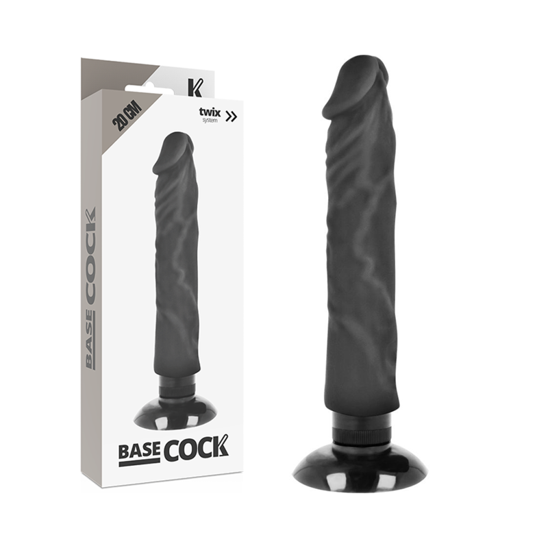 BASECOCK VIBRADOR REALISTICO 2 1 NATURAL NEGRO 20 CM O 4 CM