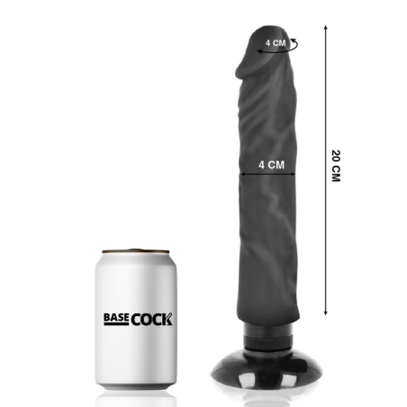 BASECOCK VIBRADOR REALISTICO 2 1 NATURAL NEGRO 20 CM O 4 CM