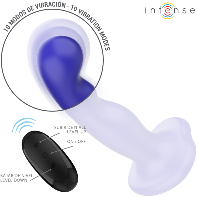 INTENSE SHORTY VIBRADOR CON VENTOSA AZUL CONTROL REMOTO