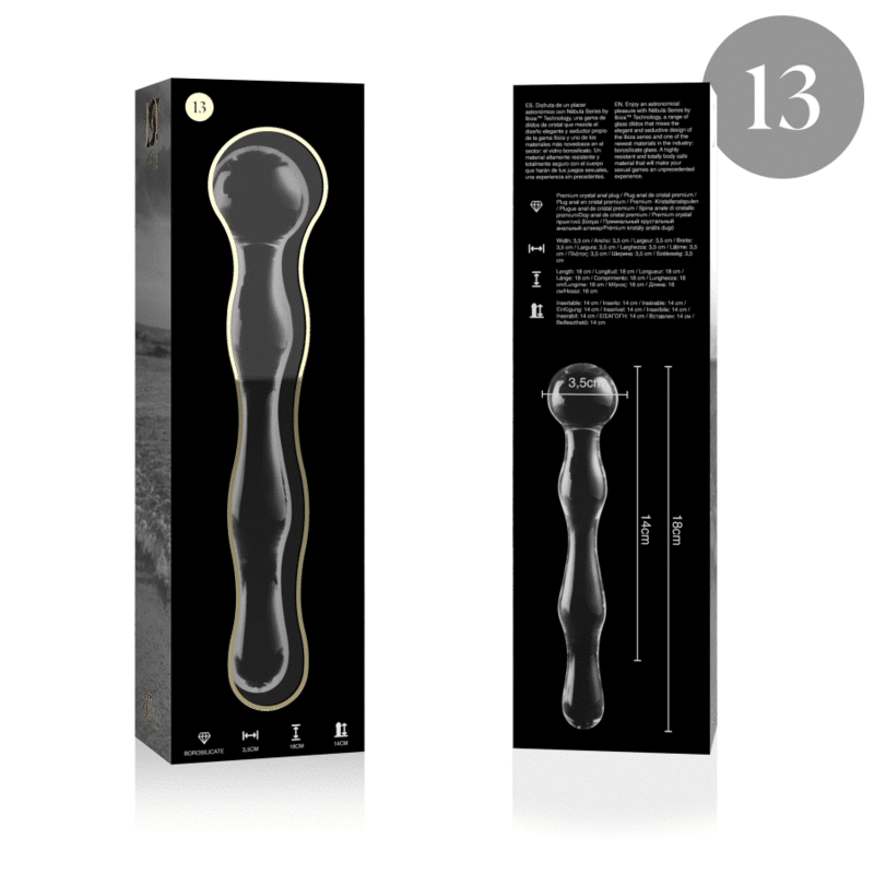 NEBULA SERIES BY IBIZA MODELO 13 DILDO CRISTAL TRANSPARENTE 18 CM O 35 CM
