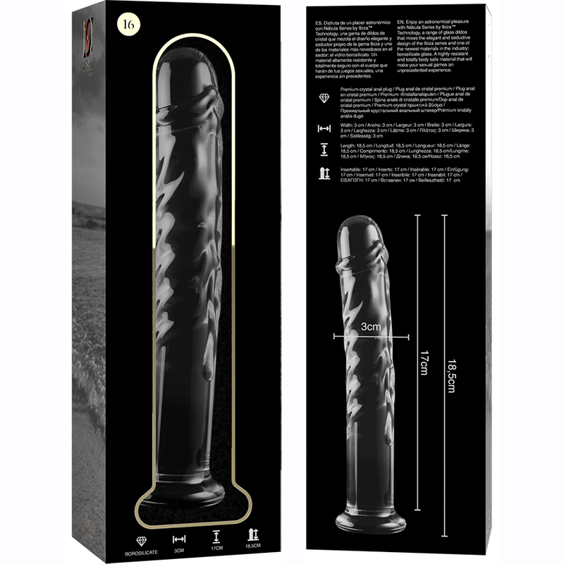 NEBULA SERIES BY IBIZA MODELO 16 DILDO CRISTAL TRANSPARENTE 185 CM O 3 CM