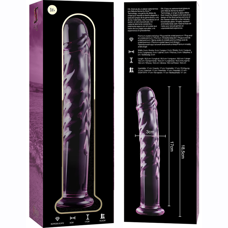 NEBULA SERIES BY IBIZA MODELO 16 DILDO CRISTAL ROSA 185 CM O 3 CM