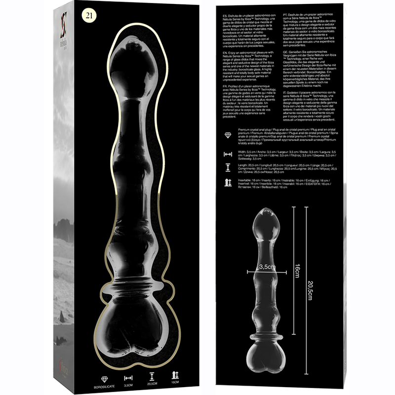 NEBULA SERIES BY IBIZA MODELO 21 DILDO CRISTAL TRANSPARENTE 205 CM O 35 CM