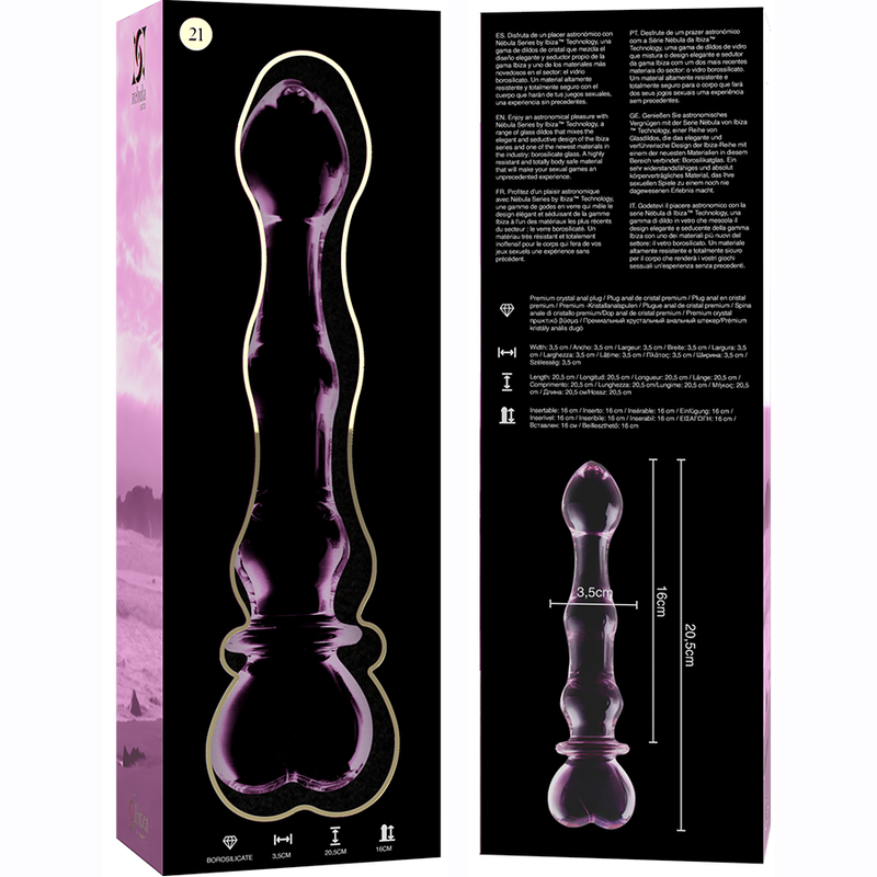 NEBULA SERIES BY IBIZA MODELO 21 DILDO CRISTAL ROSA 205 CM O 35 CM