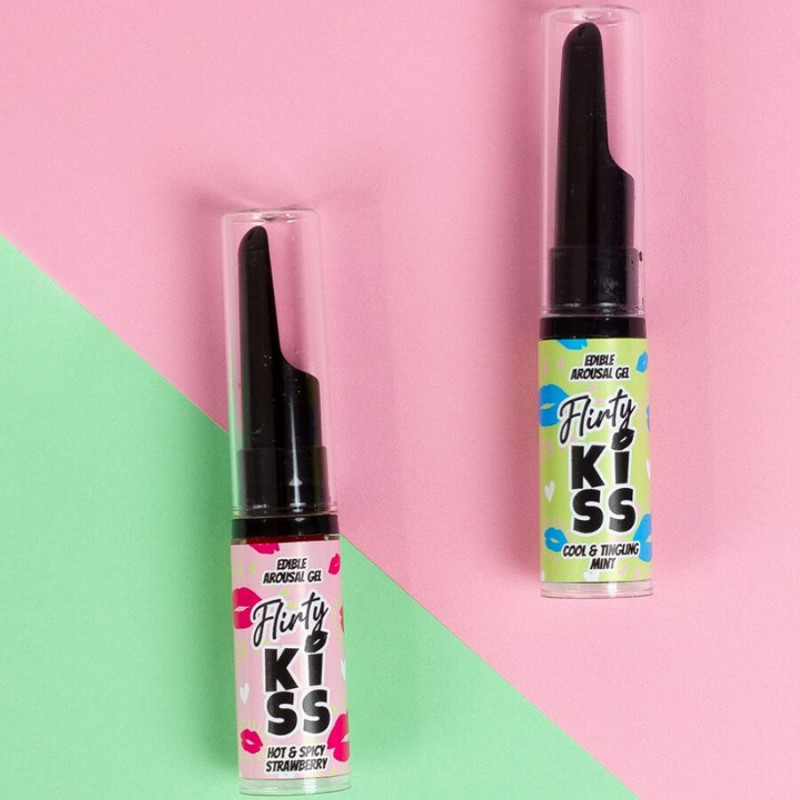 SECRETPLAY FLIRTY KISS GELES CON EFECTOS SEXO ORAL FRESA MENTA 2 x 8 GR