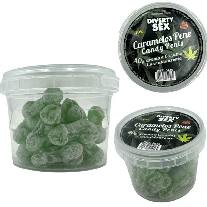 DIABLO PICANTE 20 CARAMELOS CON FORMA DE PENE CON AROMA CANNABIS