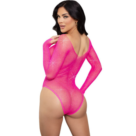 LEG AVENUE BODY MANGA LARGA CRISTALIZADA FUCSIA