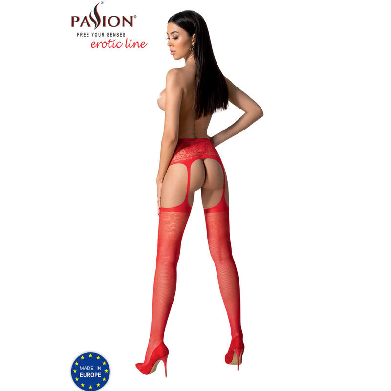 PASSION S028 MEDIAS CON LIGUERO ROJO TALLA UNICA