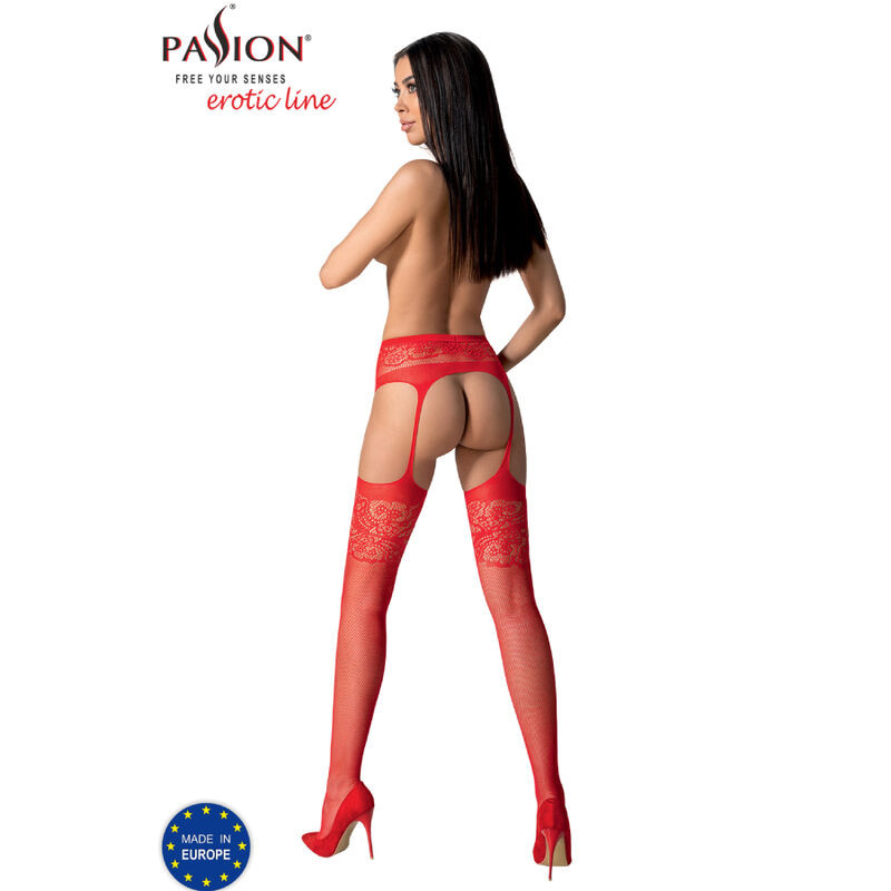 PASSION S029 MEDIAS CON LIGUERO ROJO TALLA UNICA