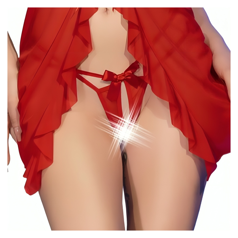 CHILIROSE CR 4696 BABYDOLL TANGA CROTCHLESS ROJO S M