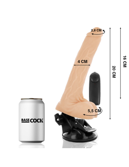BASECOCK VIBRADOR REALISTICO CONTROL REMOTO NATURAL CON TESTICULOS 20 CM O 4 CM
