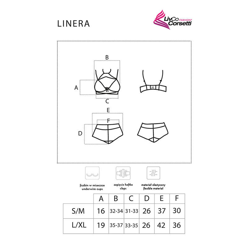 LIVCO CORSETTI FASHION LINERA FOR THE SENSES COLLECTION SUJETADOR PANTY NEGRO S M