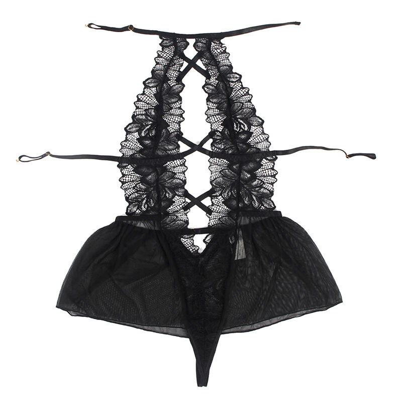 SUBBLIME TEDDY CUELLO HALTER ESPALDA DESCUBIERTA ENCAJE NEGRO L XL