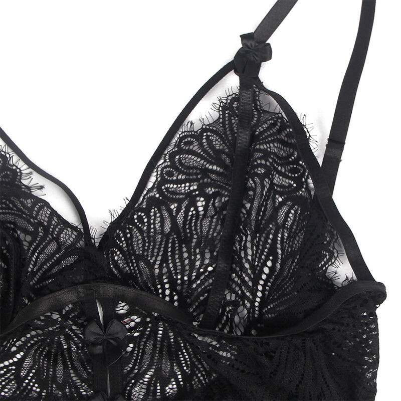 SUBBLIME BABYDOLL CON TIRANTES AJUSTABLES DE ENCAJE NEGRO L XL