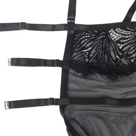 SUBBLIME BABYDOLL CON TIRANTES AJUSTABLES DE ENCAJE NEGRO L XL