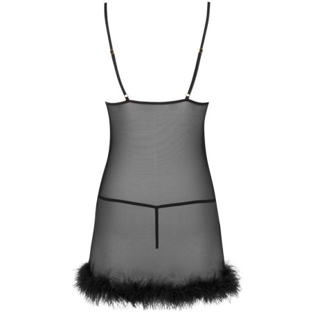 LIVCO CORSETTI FASHION ZERUNAM SET BABYDOLL TANGA NEGRO S M