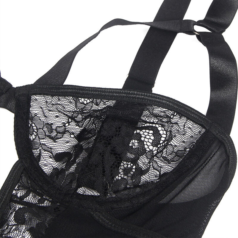 SUBBLIME TEDDY CON LIGA DETALLE ENCAJES Y TIRAS NEGRO L XL