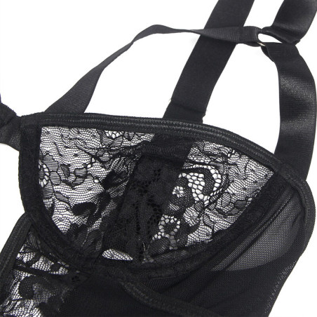 SUBBLIME TEDDY CON LIGA DETALLE ENCAJES Y TIRAS NEGRO L XL