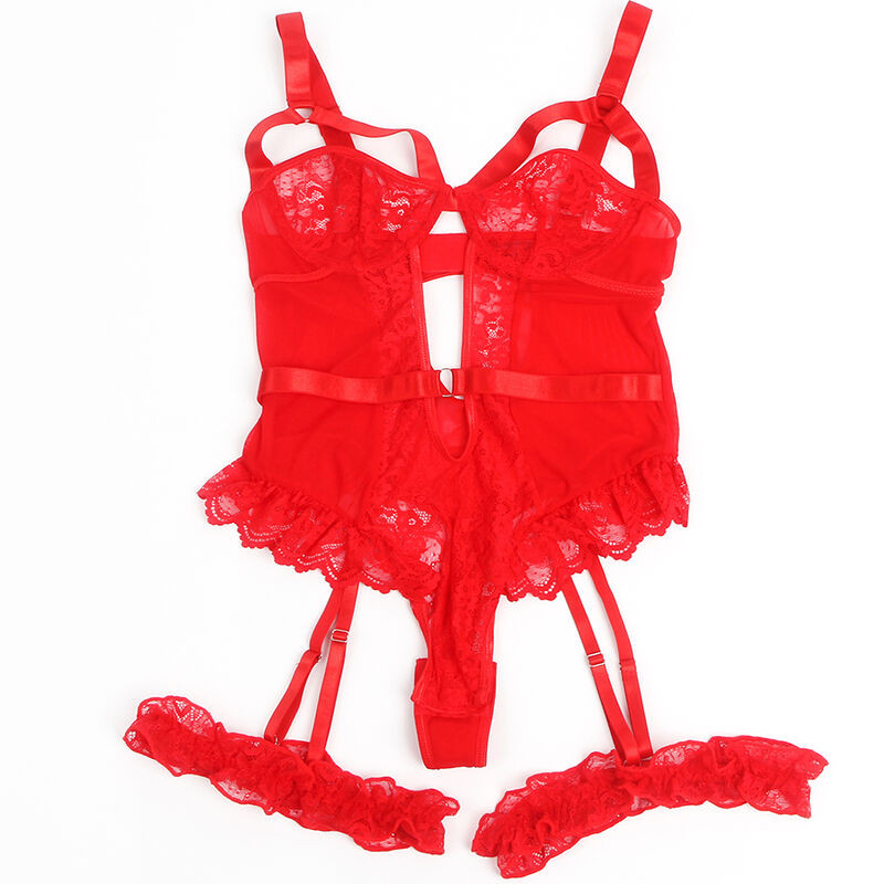 SUBBLIME TEDDY CON LIGA DETALLE ENCAJE Y TIRAS ROJO L XL