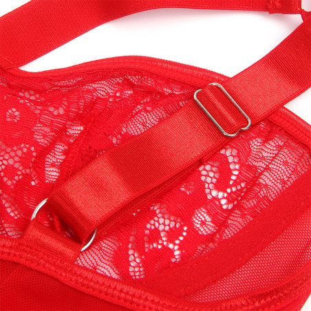 SUBBLIME TEDDY CON LIGA DETALLE ENCAJE Y TIRAS ROJO L XL