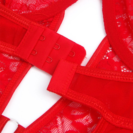 SUBBLIME TEDDY CON LIGA DETALLE ENCAJE Y TIRAS ROJO L XL