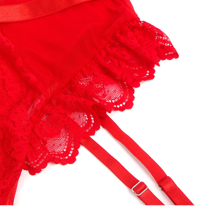 SUBBLIME TEDDY CON LIGA DETALLE ENCAJE Y TIRAS ROJO L XL