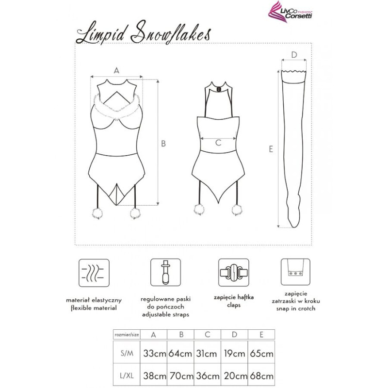 LIVCO CORSETTI FASHION LIMPID SNOWFLAKES LC 90604 BODY MEDIAS DIADEMA NAVIDENA S M