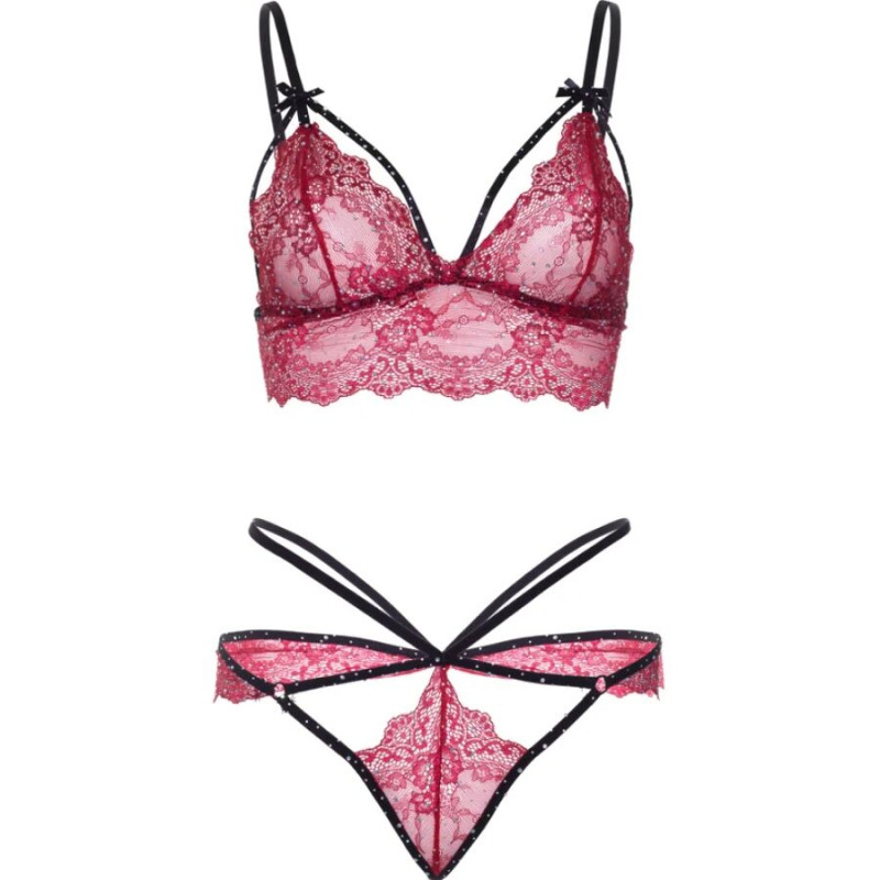 LEG AVENUE 81623 SET SUJETADOR TANGA BURDEOS TALLA S